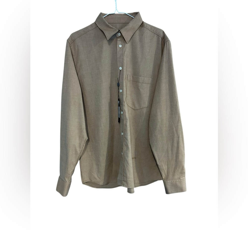 J. Lindeberg Cool Max Oxford Shirt Cotton Blend Chipmunk Color Tan NWT Size L